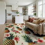 Tropical Pineapple Hibiscus Pattern Rug Living Room View