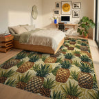 Tropical Pineapple Pattern Rug - Bedroom View