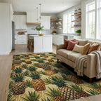 Tropical Pineapple Pattern Rug - Living Room View