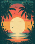 Tropical Sunset Beach Palm Tree Design Rug - Cutout View
