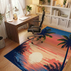 Tropical Sunset Palm Tree Landscape Rug - Office View