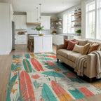 Tropical Surfboards Hibiscus Umbrella Palms Rug - Living Room View