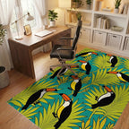 Tropical Toucan Foliage Pattern Rug Office View