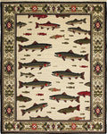 Trout Fish School Cream Combed Rug - Cutout View