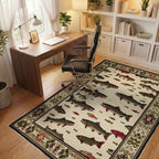 Trout Fish School Cream Combed Rug - Office View