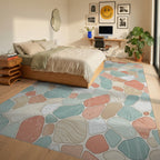 Tumbled Stone Pastel Coastal Mosaic Rug Bedroom View