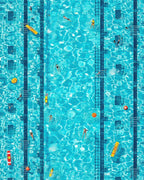Turquoise Pool Lanes Swimmers Rug - Cutout View