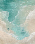 Turtle Ocean Wave Coastal Art Rug - Cutout View