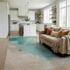 Turtle Ocean Wave Coastal Art Rug - Living Room View