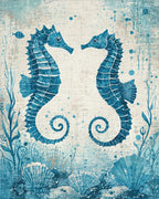 Two Blue Seahorses Ocean Shells Rug - Cutout View