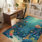 Underwater Coral Reef Fish Scene Rug - Office View