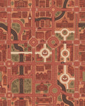 Urban Cityscape Red And Tan Map Rug - Cutout View