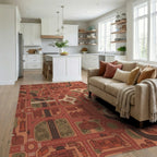Urban Cityscape Red And Tan Map Rug Living Room View