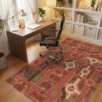 Urban Cityscape Red And Tan Map Rug Office View