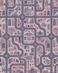Urban Cityscape Street Map Amethyst Rug - Cutout View