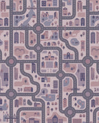 Urban Cityscape Street Map Amethyst Rug - Cutout View