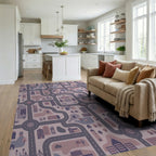 Urban Cityscape Street Map Amethyst Rug Living Room View
