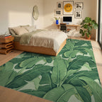 Verdant Banana Leaf Garland Rug Bedroom View