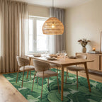 Verdant Banana Leaf Garland Rug Dining Room View