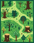 Verdant Forest Path Woodland Scene Rug - Cutout View