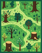 Verdant Forest Path Woodland Scene Rug - Cutout View