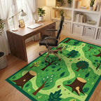 Verdant Forest Path Woodland Scene Rug - Office View