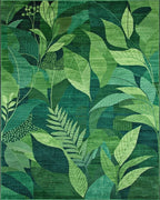 Verdant Green Botanical Leaf Collage Rug - Cutout View