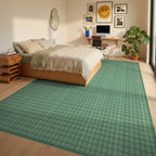 Verdant Green Classic Plaid Rug - Bedroom View