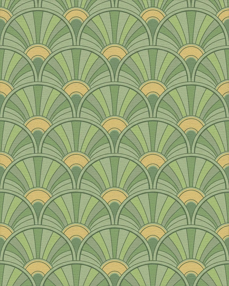 Verdant Green Fanburst Repeat Rug - Cutout View