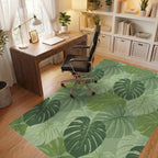Verdant Green Tropical Leaf Arrangement Rug Office View