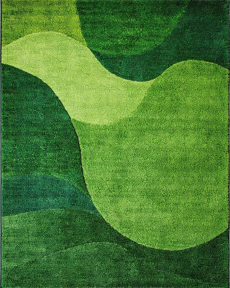 Verdant Organic Flowing Shapes Rug - Cutout View