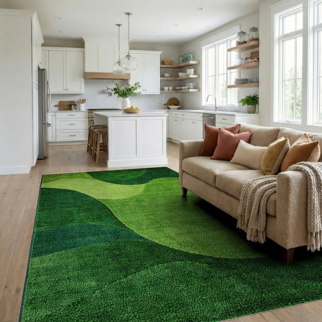 Verdant Organic Flowing Shapes Rug - Living Room View
