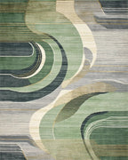 Verdant Wave Abstract Art Rug - Cutout View