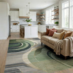 Verdant Wave Abstract Art Rug - Living Room View