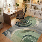 Verdant Wave Abstract Art Rug - Office View