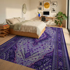 Vibrant Amethyst Medallion Oriental Rug - Bedroom View
