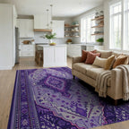 Vibrant Amethyst Medallion Oriental Rug - Living Room View