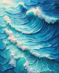 Vibrant Blue Crashing Waves Rug - Cutout View