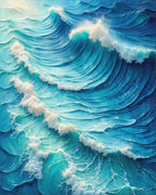 Vibrant Blue Crashing Waves Rug - Cutout View