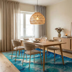 Vibrant Blue Crashing Waves Rug - Dining Room View