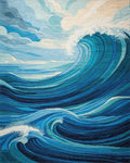 Vibrant Blue Ocean Wave Water Rug - Cutout View