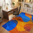 Vibrant Blue Orange Wavy Flow Rug - Office View