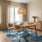 Vibrant Blue Watercolor Octopus Garden Rug - Dining Room View