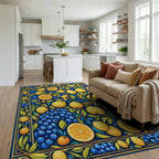 Vibrant Citrus Berry Floral Pattern Rug Living Room View