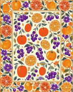 Vibrant Citrus Grape Floral Border Rug - Cutout View