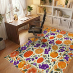Vibrant Citrus Grape Floral Border Rug Office View