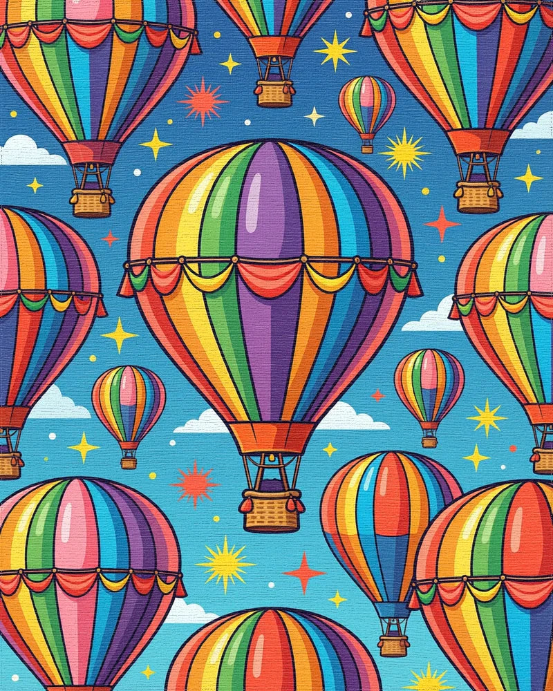 Vibrant Colorful Rainbow Hot Air Balloons Rug - Cutout View