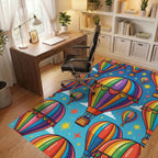 Vibrant Colorful Rainbow Hot Air Balloons Rug Office View
