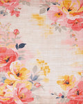 Vibrant Coral Yellow Floral Bouquet Rug - Cutout View