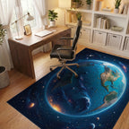 Vibrant Cosmic Earth Galaxy Rug - Office View